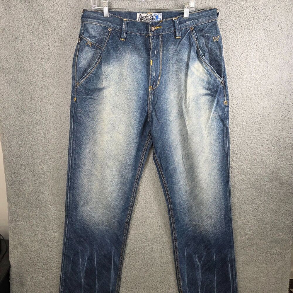 Gilyard Mfg. Co Men’s 38x34 Jeans Distressed Dark Denim Pockets Extra Heavy Y2K